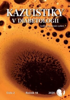 Titulka časopisu Kazuistiky v diabetológii, číslo 2/2020 s odkazom na pdf celého časopisu. Na str. 6-9 publikovaný článok o NFI protokole v liečbe dlhodobo zle kompenzovanej diabetičky 2. typu.