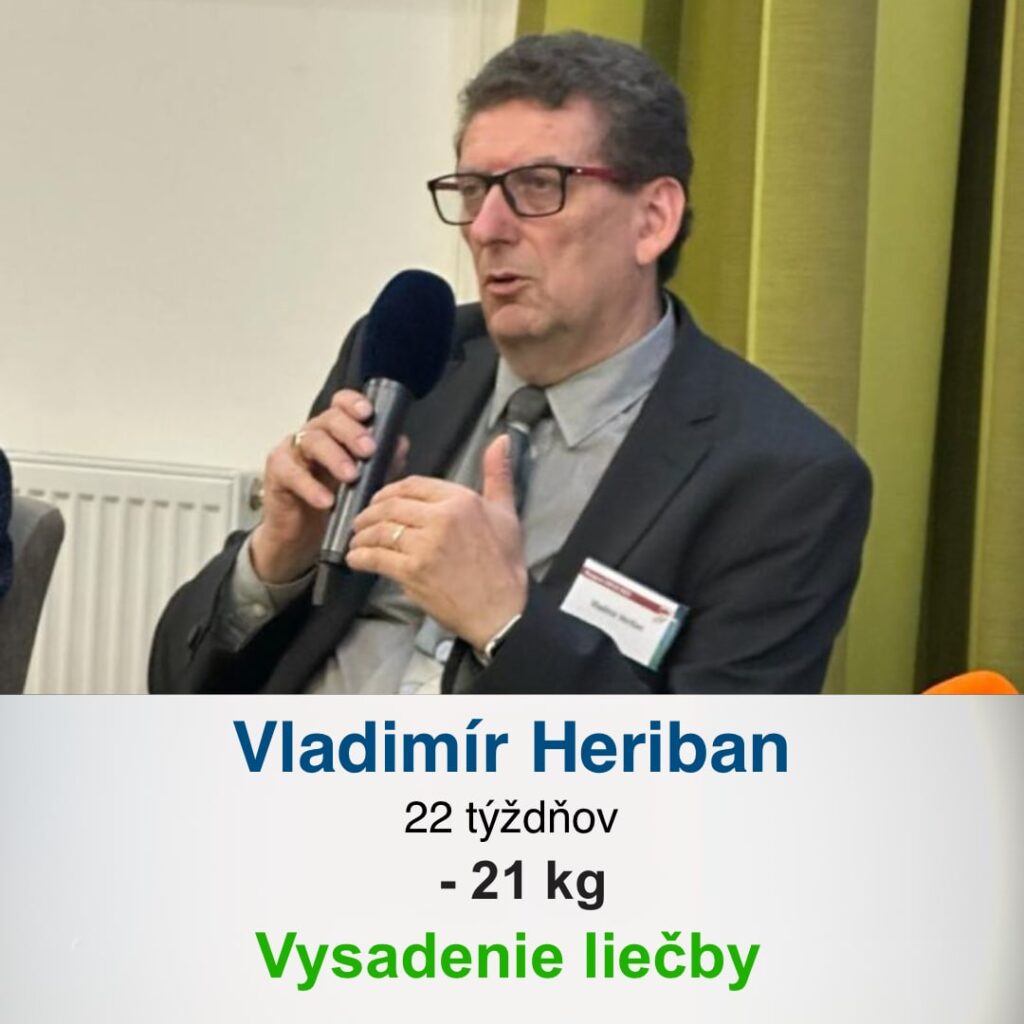 Vladimír Heribana a jeho výsledky počas NFI protokolu. Za 22 týžňov scuhdol 21 kg a úplne vysadil antidiabetickú liečbu.